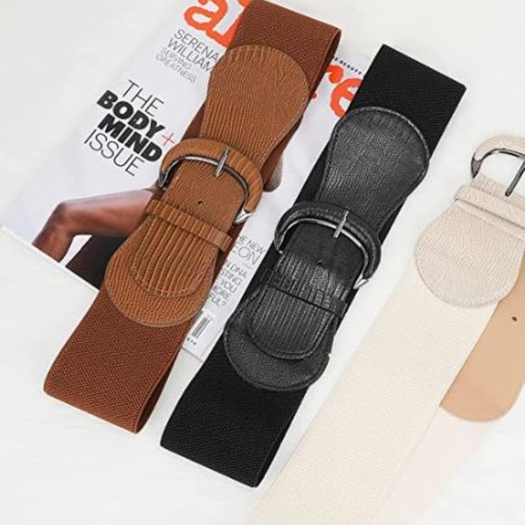 2 Pack Women Wide Elastic Waist Belt Vintage - Picture 2 of 2